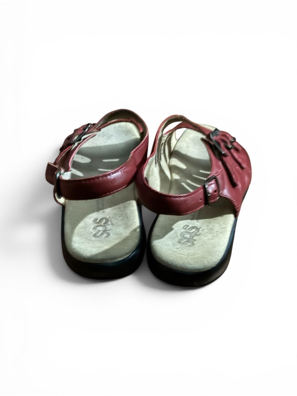 SAS Women's Burgundy Triple-Strap Sandals - Picture 4 of 5